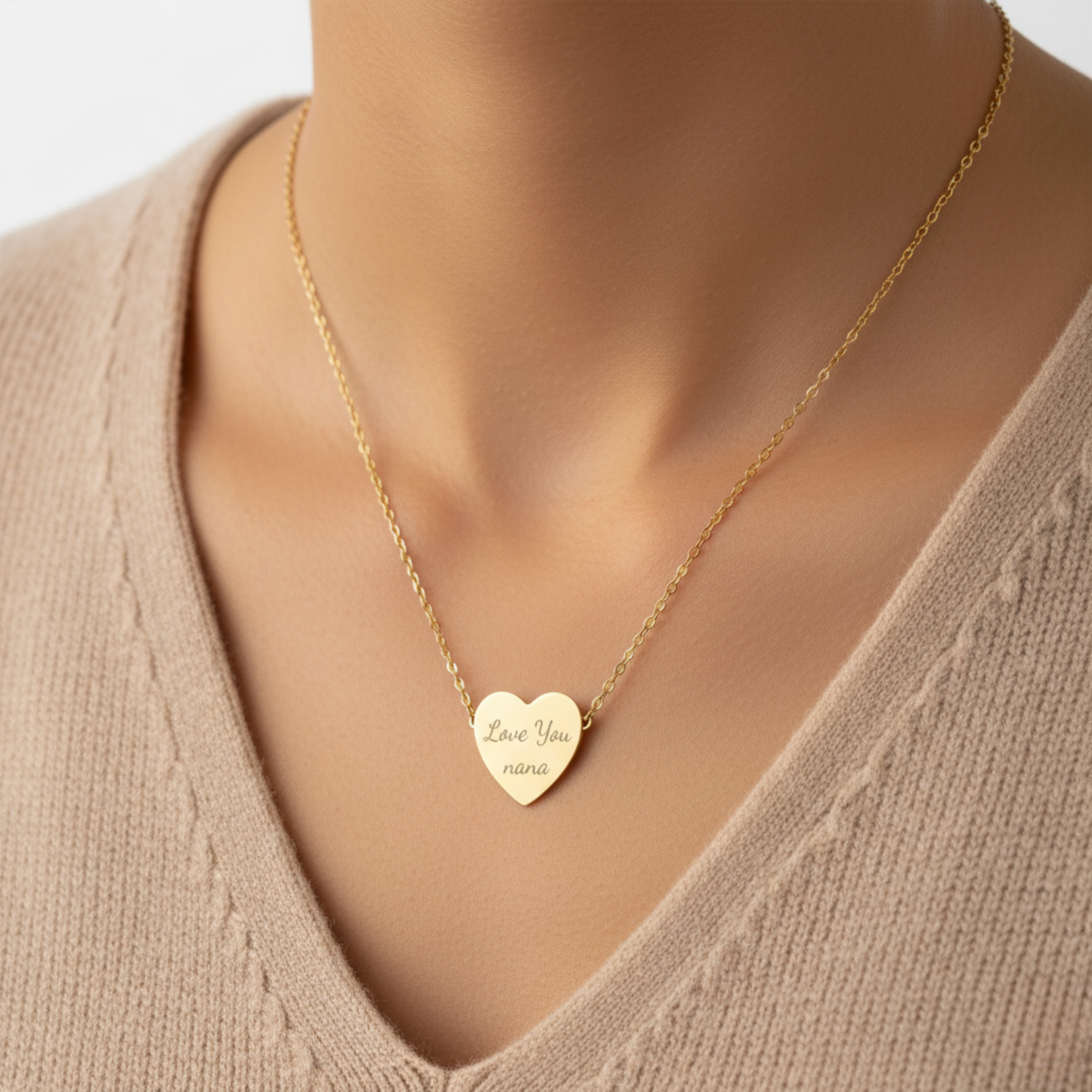 Engraved Heart Necklace - "Love You Nana"