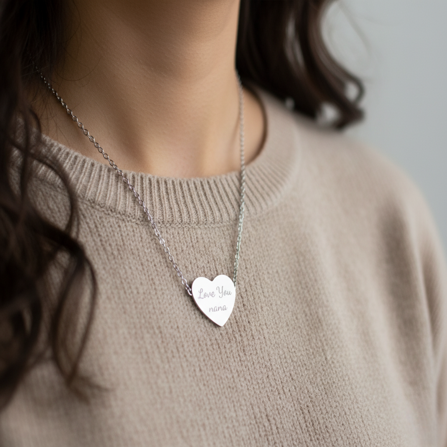 Engraved Heart Necklace - "Love You Nana"
