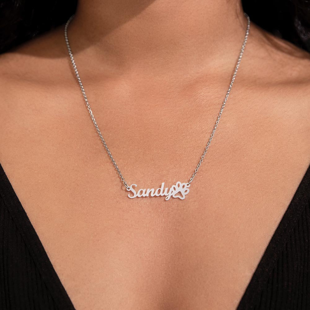 Paw Print Name Necklace