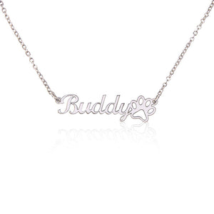 Paw Print Name Necklace