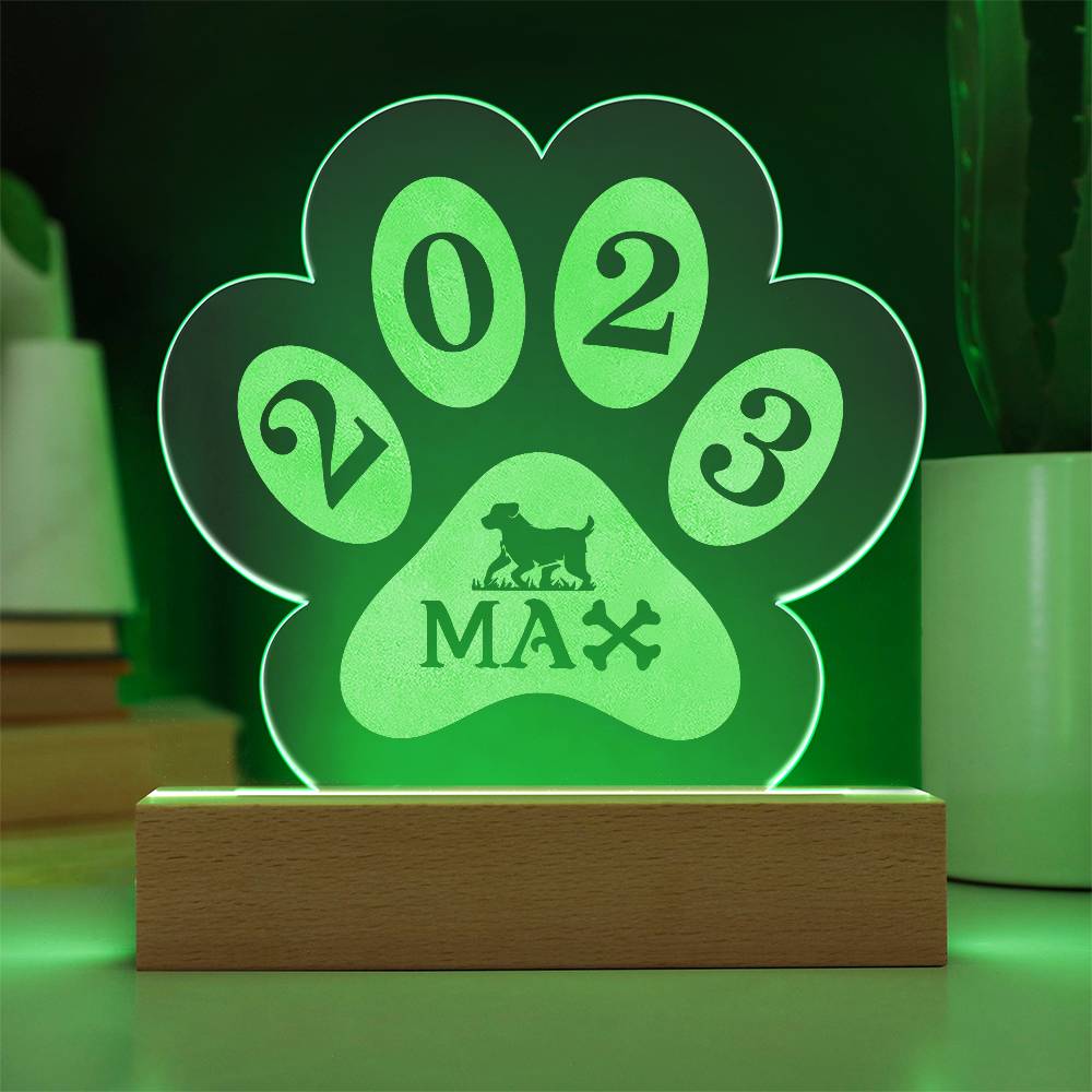 Personalised Acrylic Paw Plaque - Max