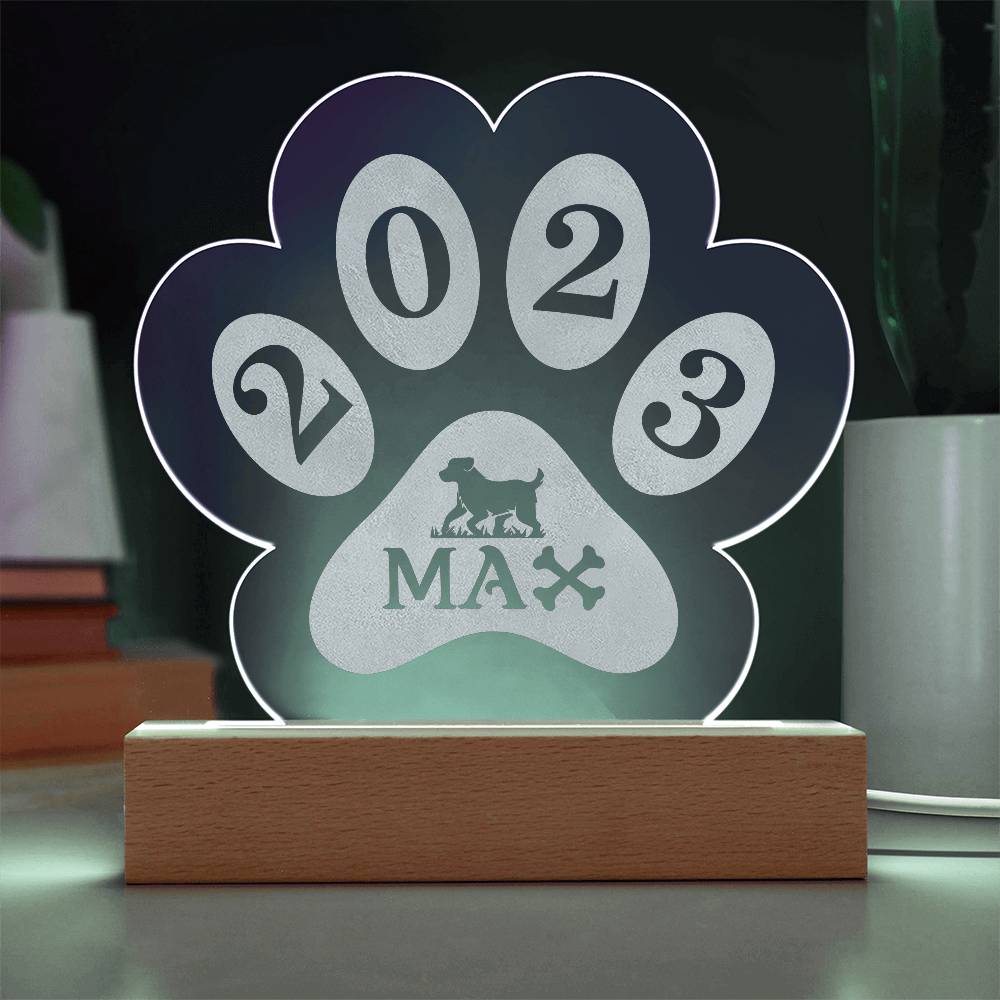 Personalised Acrylic Paw Plaque - Max