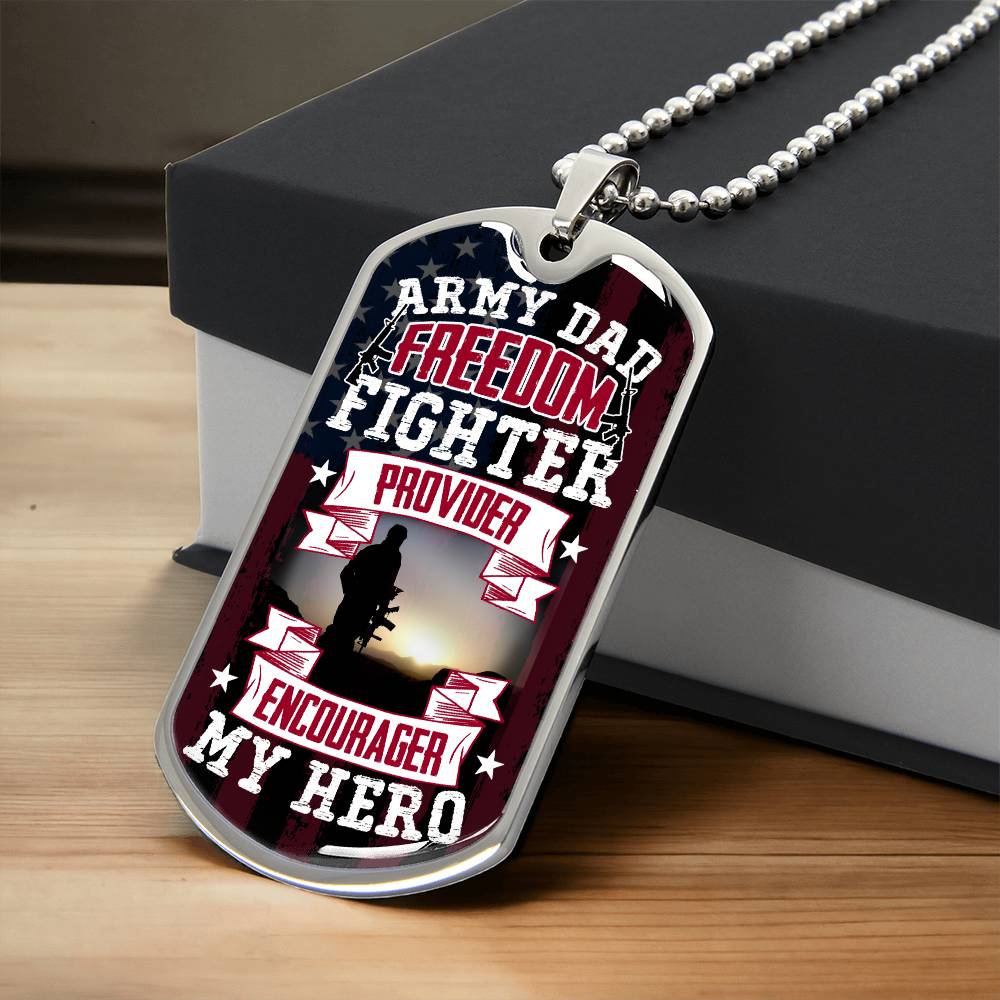 Personalized Dog Tag - Army Dad provider encourager my hero