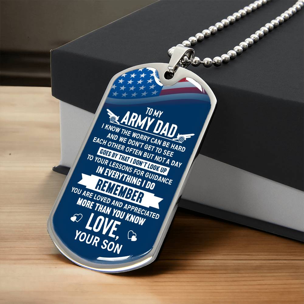 Personalized Dog Tag - To my Army dad- i know the worry