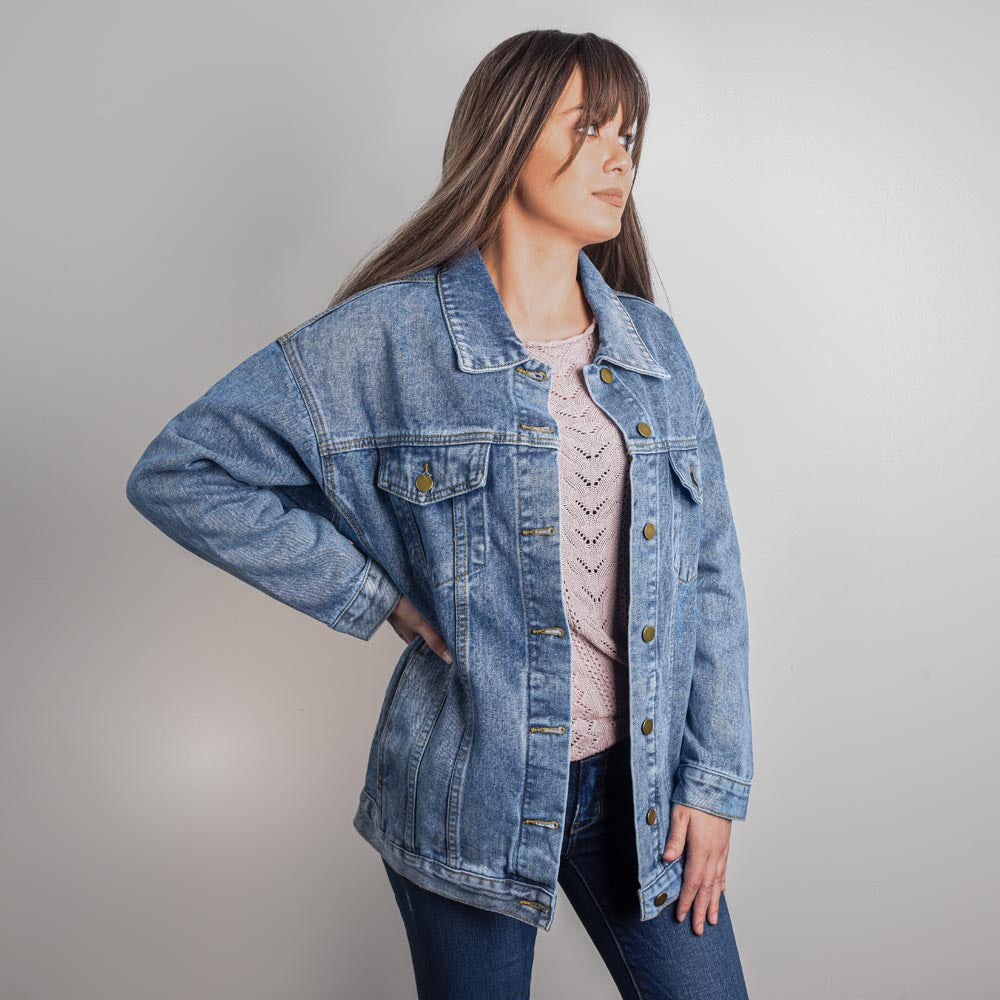 Please Don't Talk To Me - Oversized Women's DTG Denim Jacket