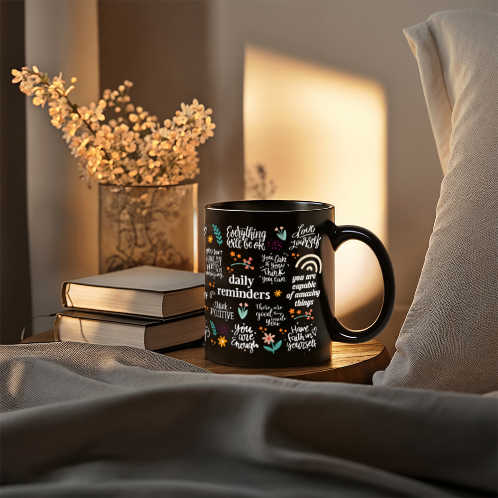 Positive verbs-11oz Black Mug Design