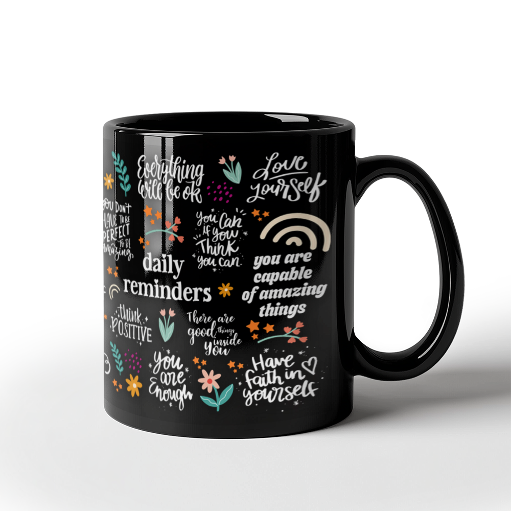 Positive verbs-11oz Black Mug Design