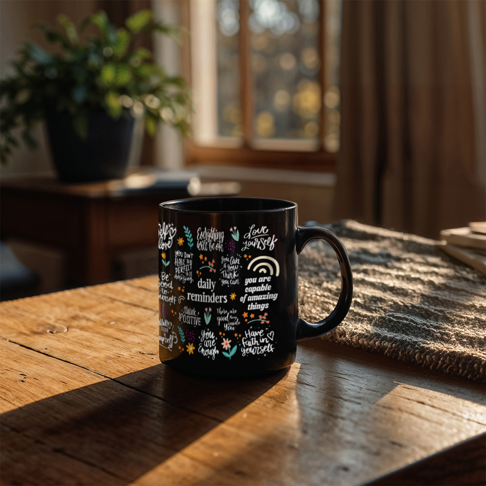 Positive verbs-11oz Black Mug Design