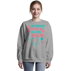 Premium Bella + Canvas 3945 Unisex Crewneck Sweatshirt - My Favorite Nurse Calls Me Mom