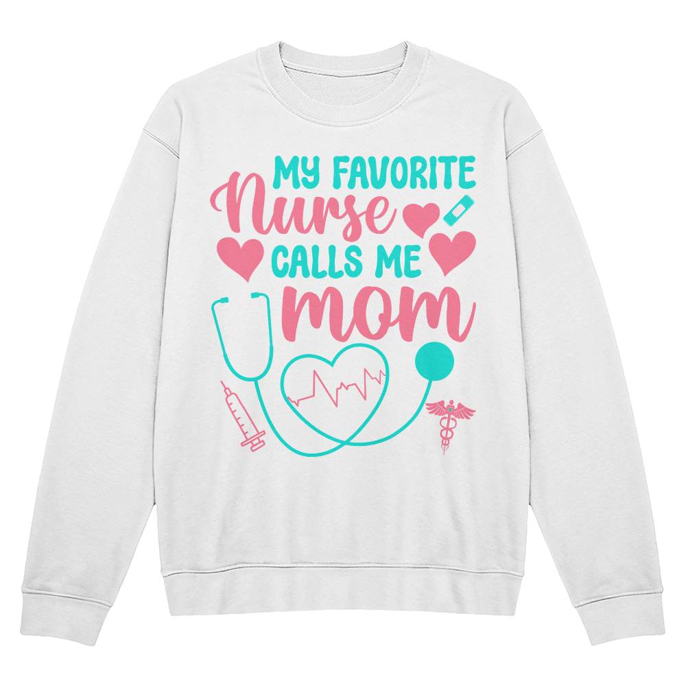 Premium Bella + Canvas 3945 Unisex Crewneck Sweatshirt - My Favorite Nurse Calls Me Mom