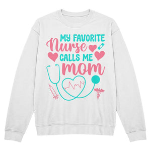 Premium Bella + Canvas 3945 Unisex Crewneck Sweatshirt - My Favorite Nurse Calls Me Mom