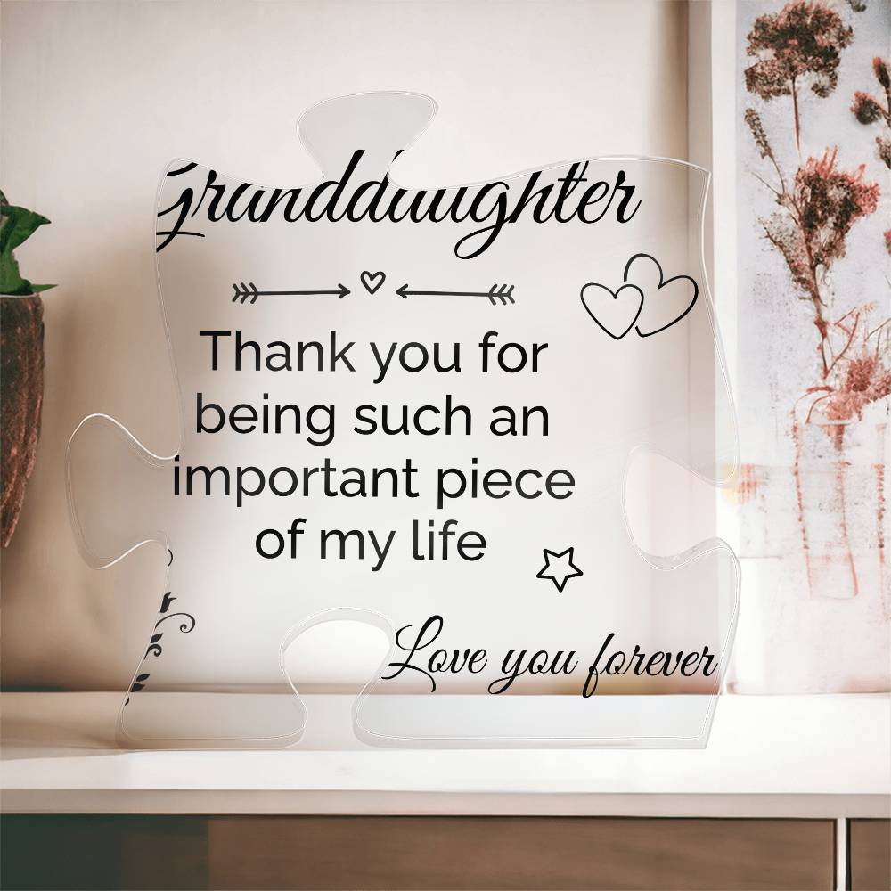 Printed Acrylic Puzzle Plaque - Granddaughter gift