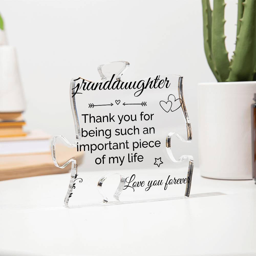 Printed Acrylic Puzzle Plaque - Granddaughter gift