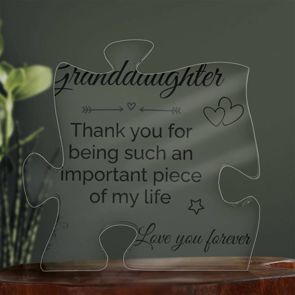 Printed Acrylic Puzzle Plaque - Granddaughter gift