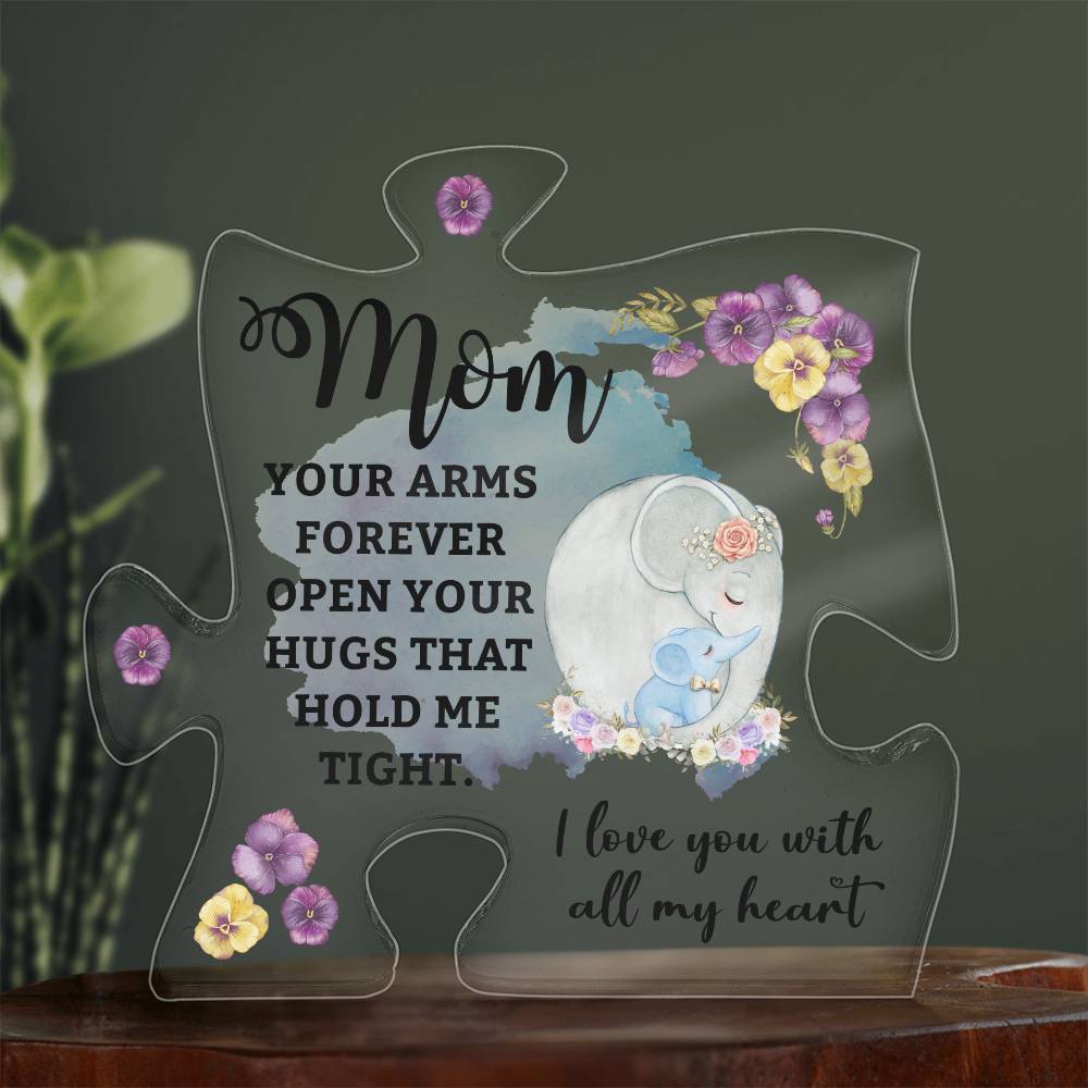 Printed Acrylic Puzzle Plaque - Mom- Your arms