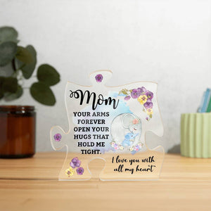 Printed Acrylic Puzzle Plaque - Mom- Your arms