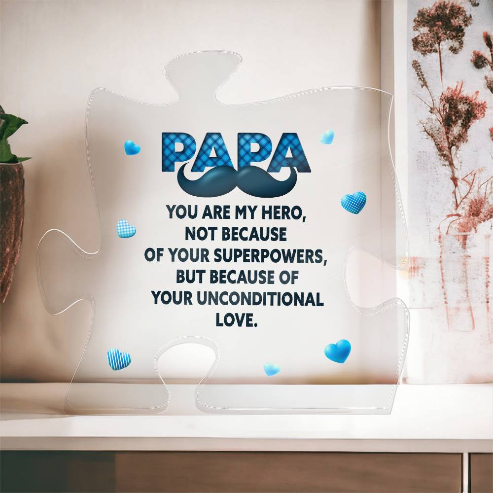 Printed Acrylic Puzzle Plaque - Papa - you are my hero