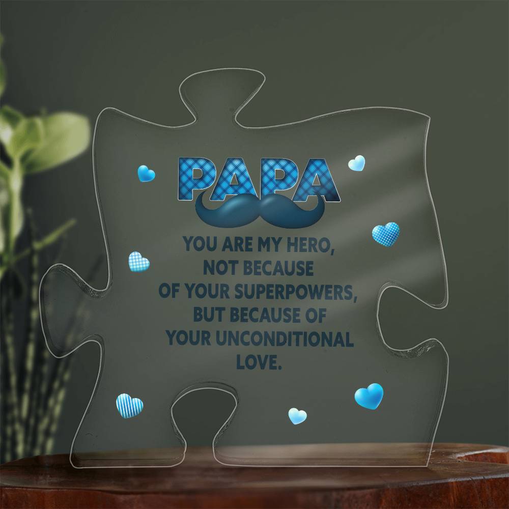 Printed Acrylic Puzzle Plaque - Papa - you are my hero