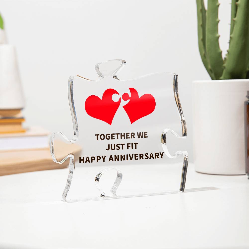 Printed Acrylic Puzzle Plaque - Together We Just Fit