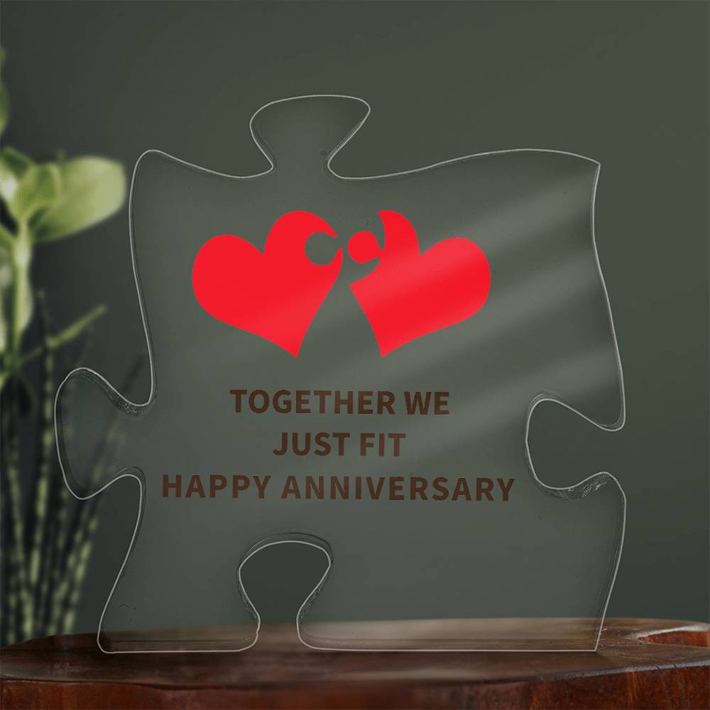 Printed Acrylic Puzzle Plaque - Together We Just Fit