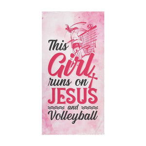 Sports Towel - This Girl runs on Jesus and volleyball