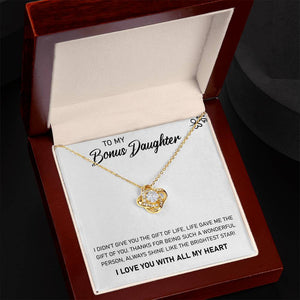 To My Bonus Daughter, Always Shine Like The Brightest Star Love Knot Necklace