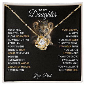 To My Daughter, You Will Always Be My Baby Girls Love Knot Necklace