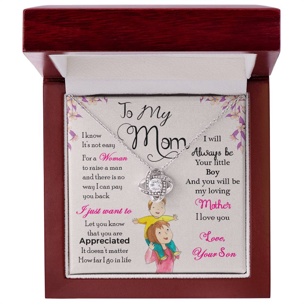 To My Mom, I Will Always Be Your Little Boy - Love Knot Necklace