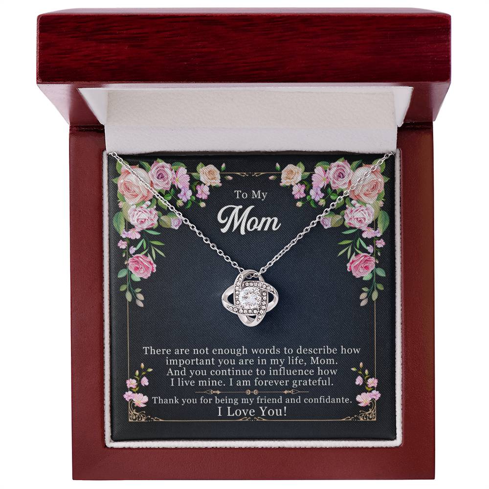 To My Mom, Thank yOU For Being My Friend - Love Knot Necklace