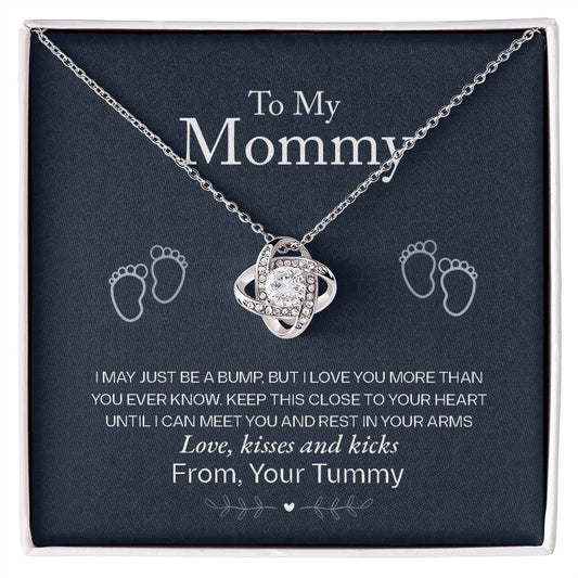 To My Mommy, Love From Your Tummy - Love Knot Necklace