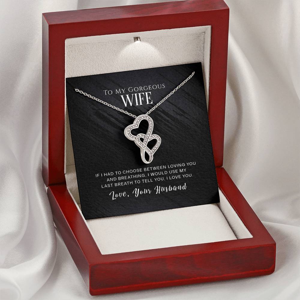 To My Wife - Heart-to-Heart Pendant Necklace