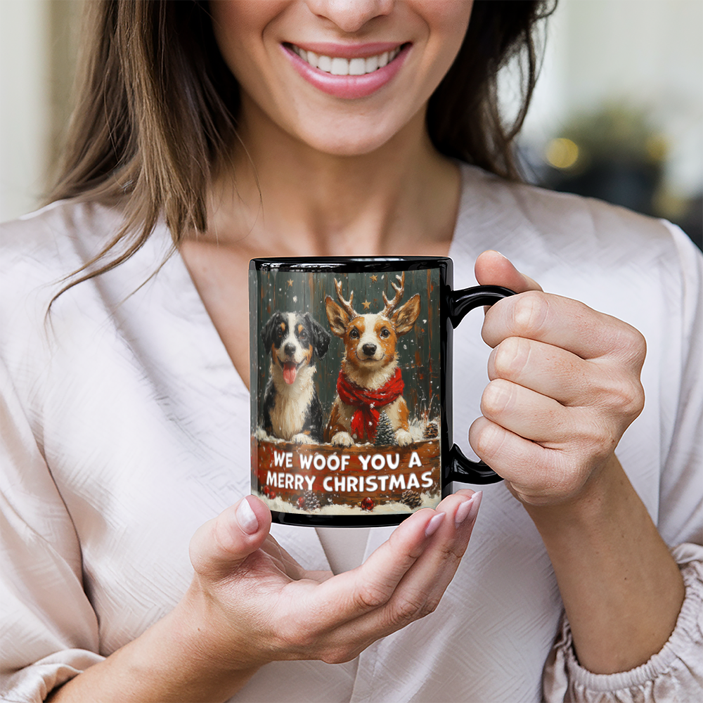 We woof you-11oz Black Mug Design