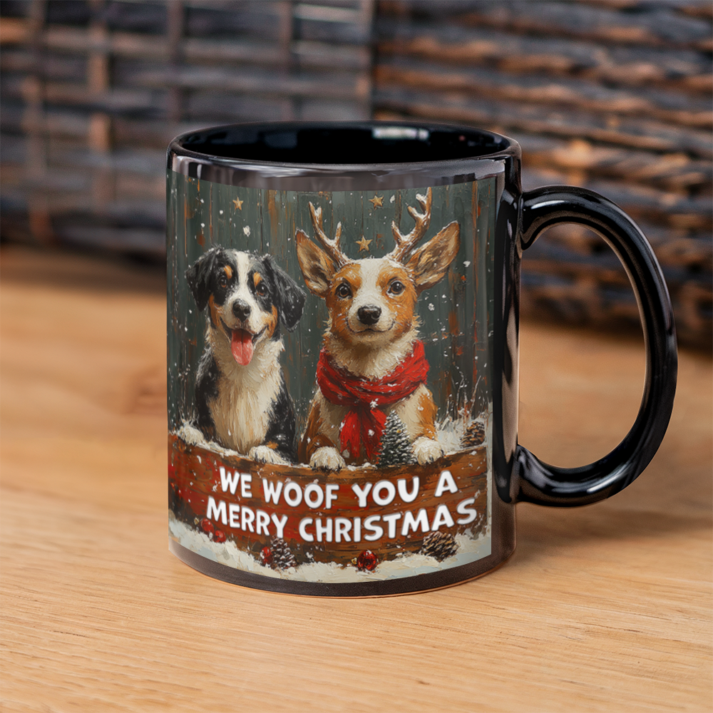 We woof you-11oz Black Mug Design