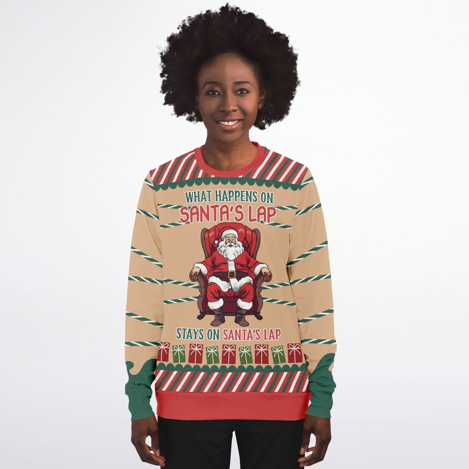 What Happens on Santa’s Lap Sweatshirt