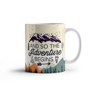 White Ceramic Mug 11oz Design, Adventure