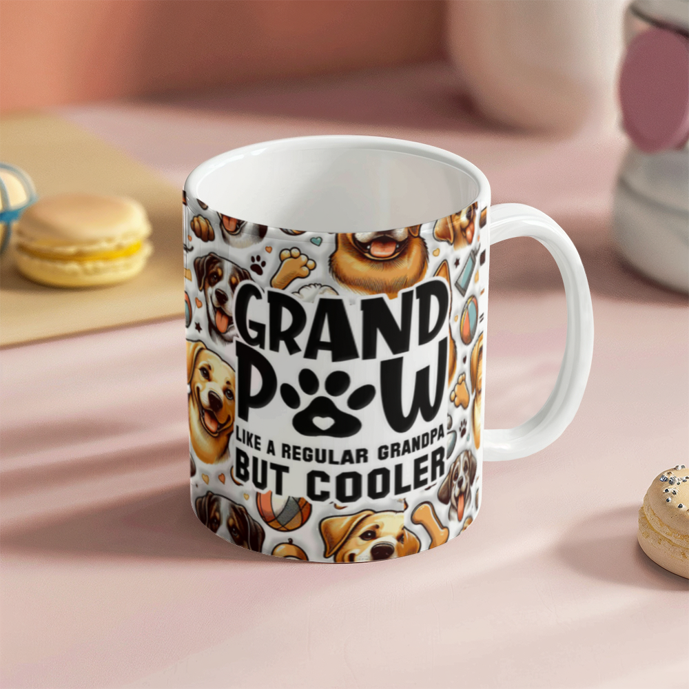 White Ceramic Mug 11oz Design, Grandpaw