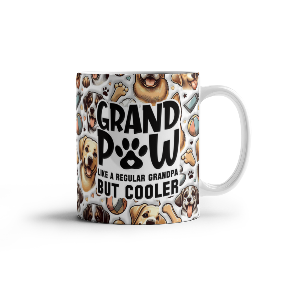 White Ceramic Mug 11oz Design, Grandpaw