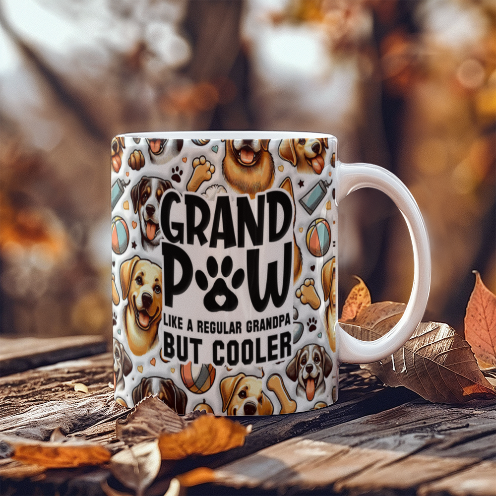 White Ceramic Mug 11oz Design, Grandpaw