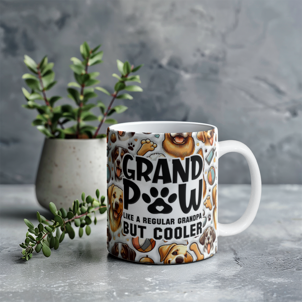 White Ceramic Mug 11oz Design, Grandpaw