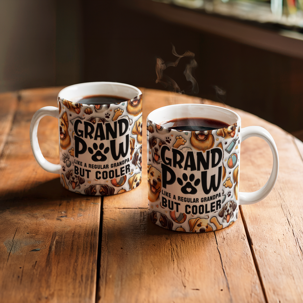 White Ceramic Mug 11oz Design, Grandpaw