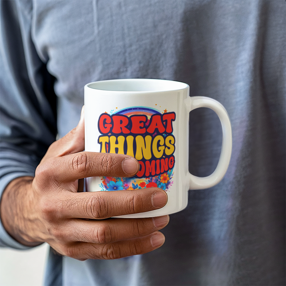 White Ceramic Mug 11oz Design - Great things are coming