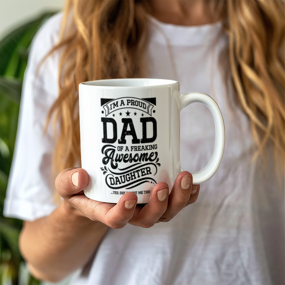 White Ceramic Mug 11oz Design-I'm a proud dad