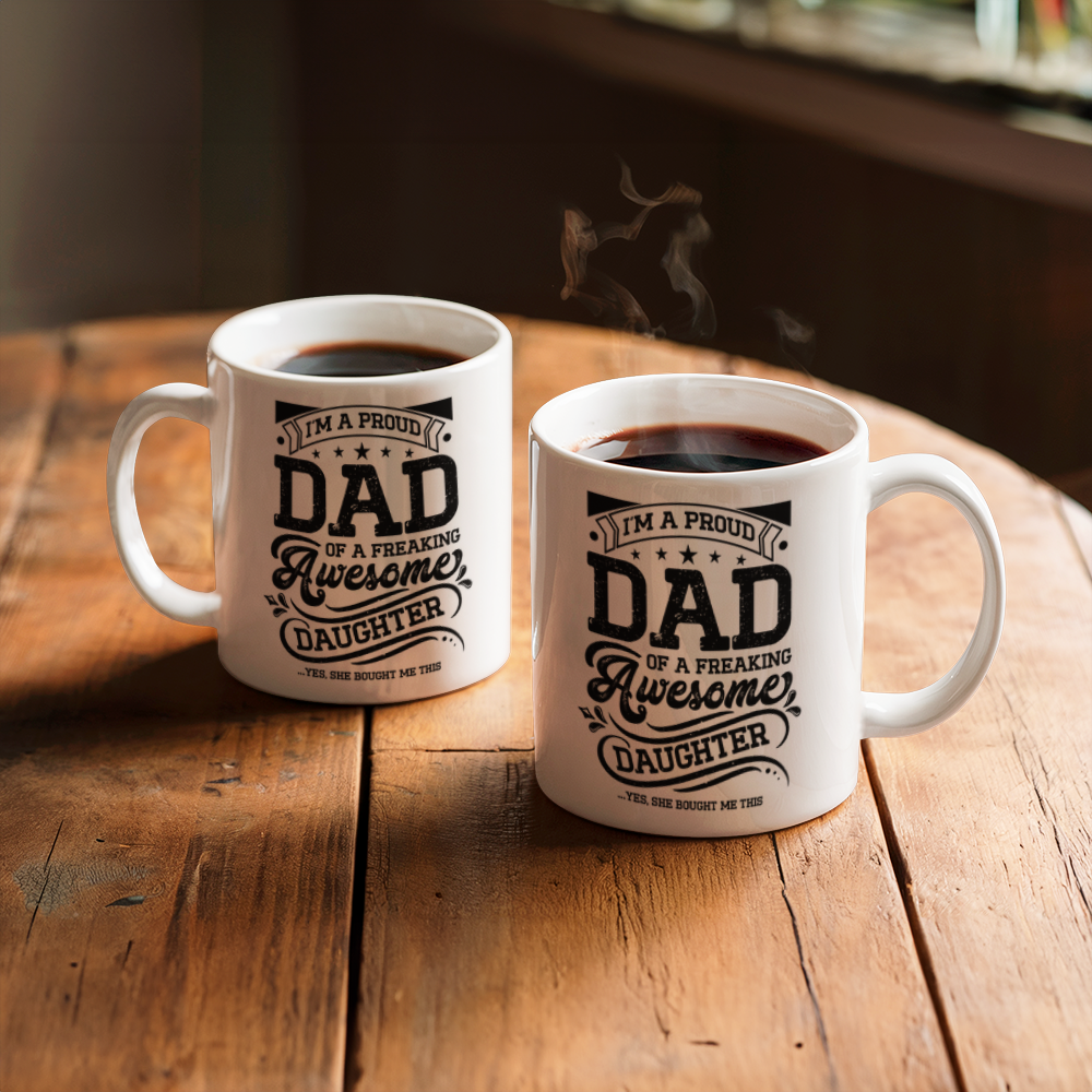 White Ceramic Mug 11oz Design-I'm a proud dad