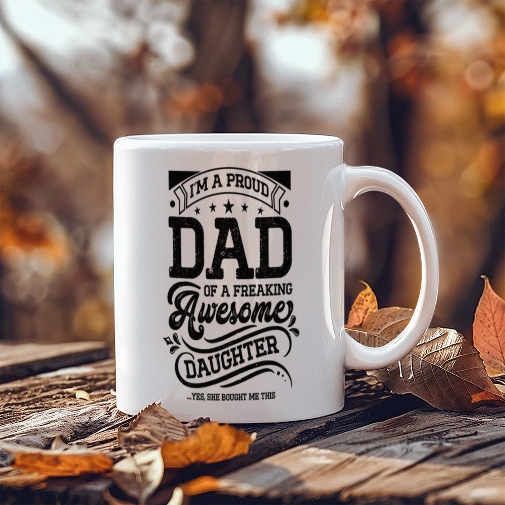 White Ceramic Mug 11oz Design-I'm a proud dad