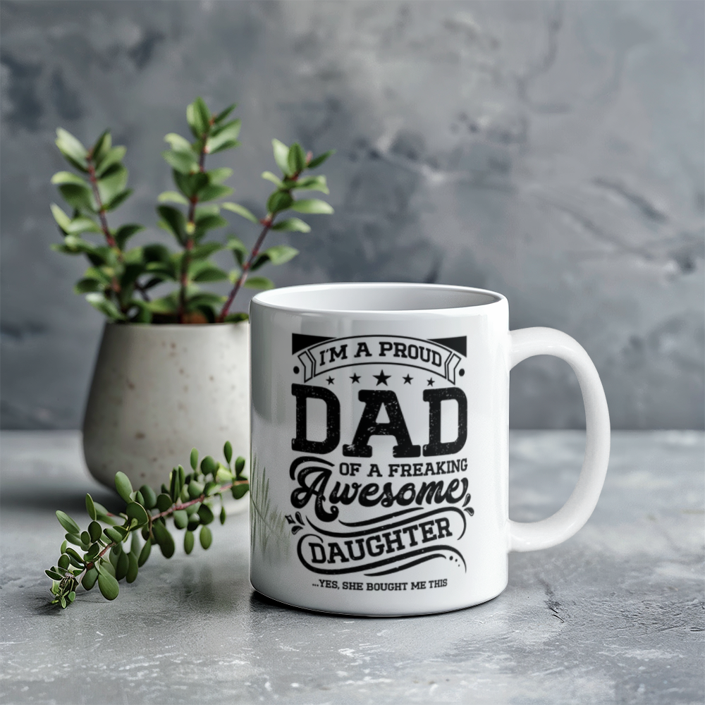 White Ceramic Mug 11oz Design-I'm a proud dad