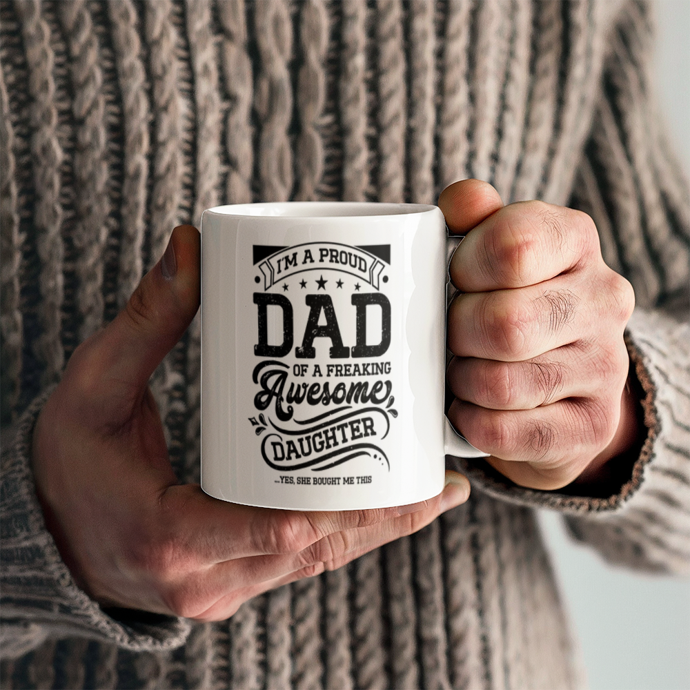 White Ceramic Mug 11oz Design-I'm a proud dad