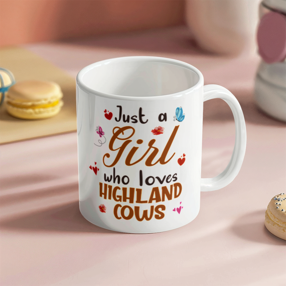 White Ceramic Mug 11oz Design, Just a girl