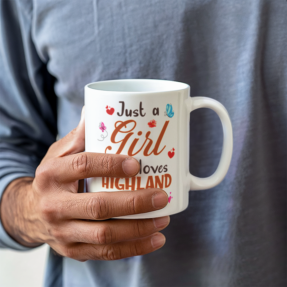 White Ceramic Mug 11oz Design, Just a girl