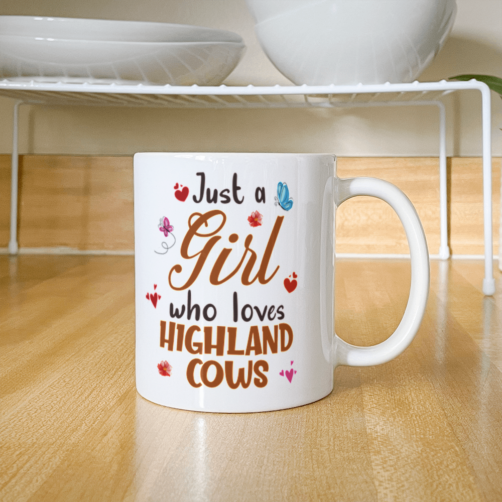 White Ceramic Mug 11oz Design, Just a girl