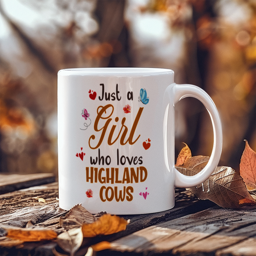 White Ceramic Mug 11oz Design, Just a girl